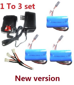 MJX T55 T655 RC helicopter spare parts 1 to 3 charger set + 3*7.4V 2200mAh battery set (New version) Black plug