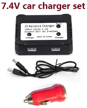 Car charger + Balance charger box for 7.4V battery (Set) # 7.4V